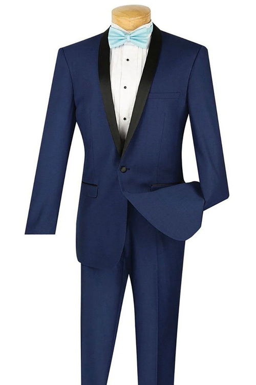 Blue 1-Button Shawl Tuxedo