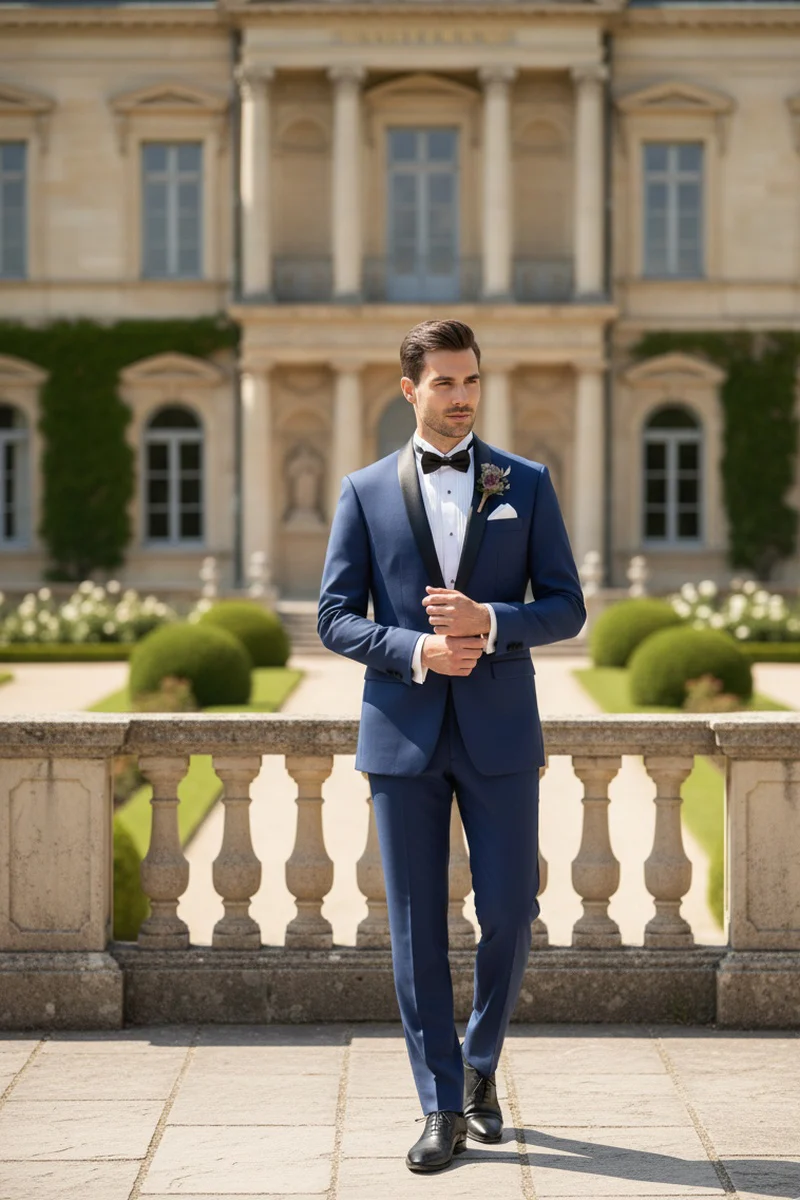Blue 1-Button Shawl Tuxedo