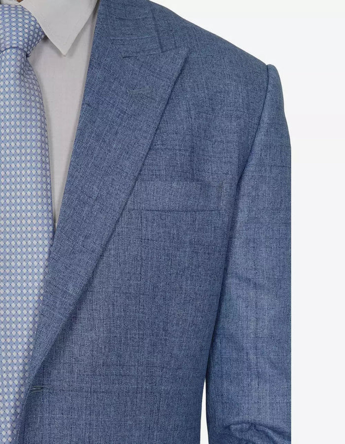 Mens Peak Lapel Two Piece Self Pattern Blue Suit by USA Men's Outlet