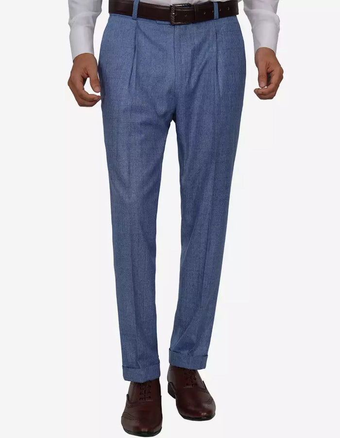 Mens Peak Lapel Two Piece Self Pattern Blue Suit by USA Men's Outlet