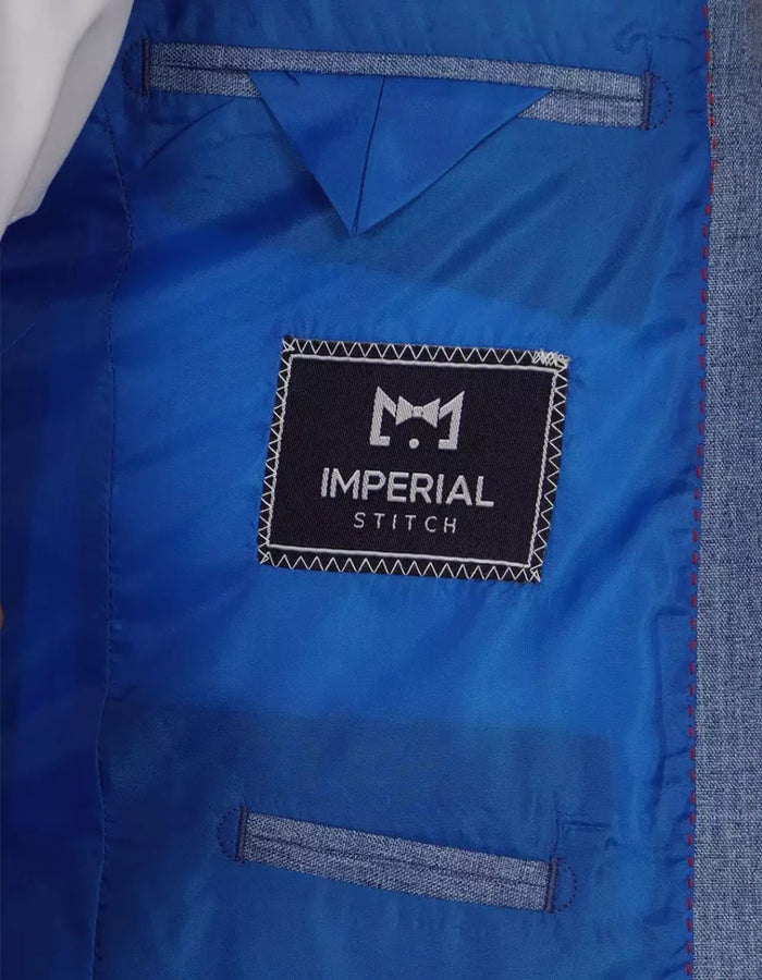Mens Peak Lapel Two Piece Self Pattern Blue Suit by USA Men's Outlet