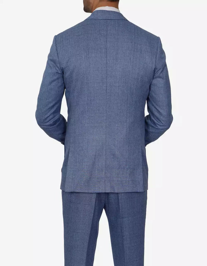 Mens Peak Lapel Two Piece Self Pattern Blue Suit by USA Men's Outlet