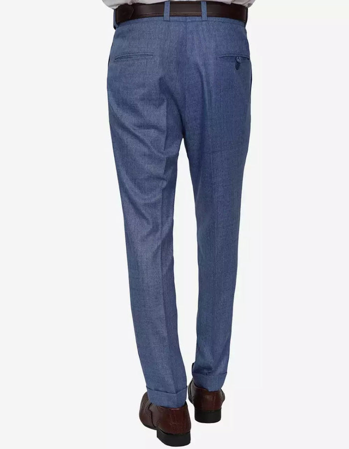 Mens Peak Lapel Two Piece Self Pattern Blue Suit by USA Men's Outlet
