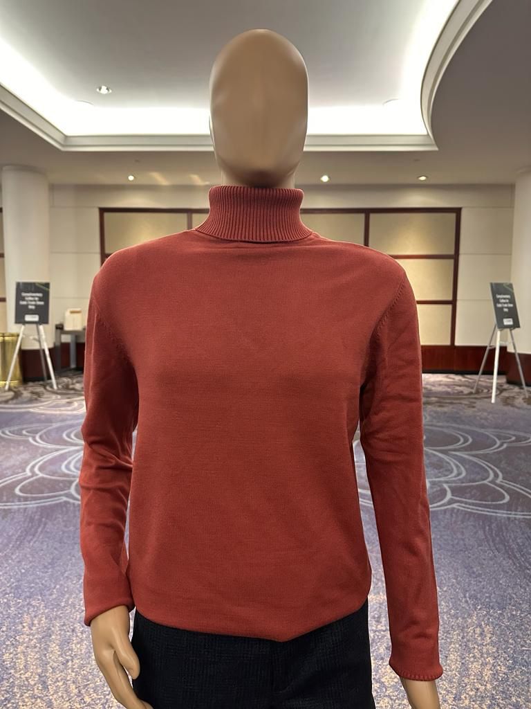 Mens Rust Red Turtleneck Sweater - Slim fit Lightweight Knit Pullover in Brick Color by USA Men's Outlet