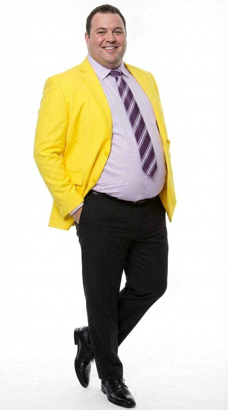 Men’s Bright Yellow Blazer – Classic Two Button Formal Sport Coat for Wedding, Party and Statement Wear