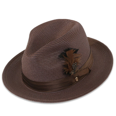 Tapa Crushable Straw Hat Fedora in Brown by Ferrecci USA