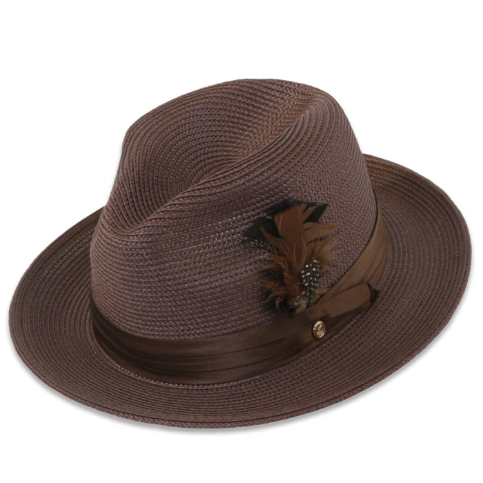 Tapa Crushable Straw Hat Fedora in Brown by Ferrecci USA