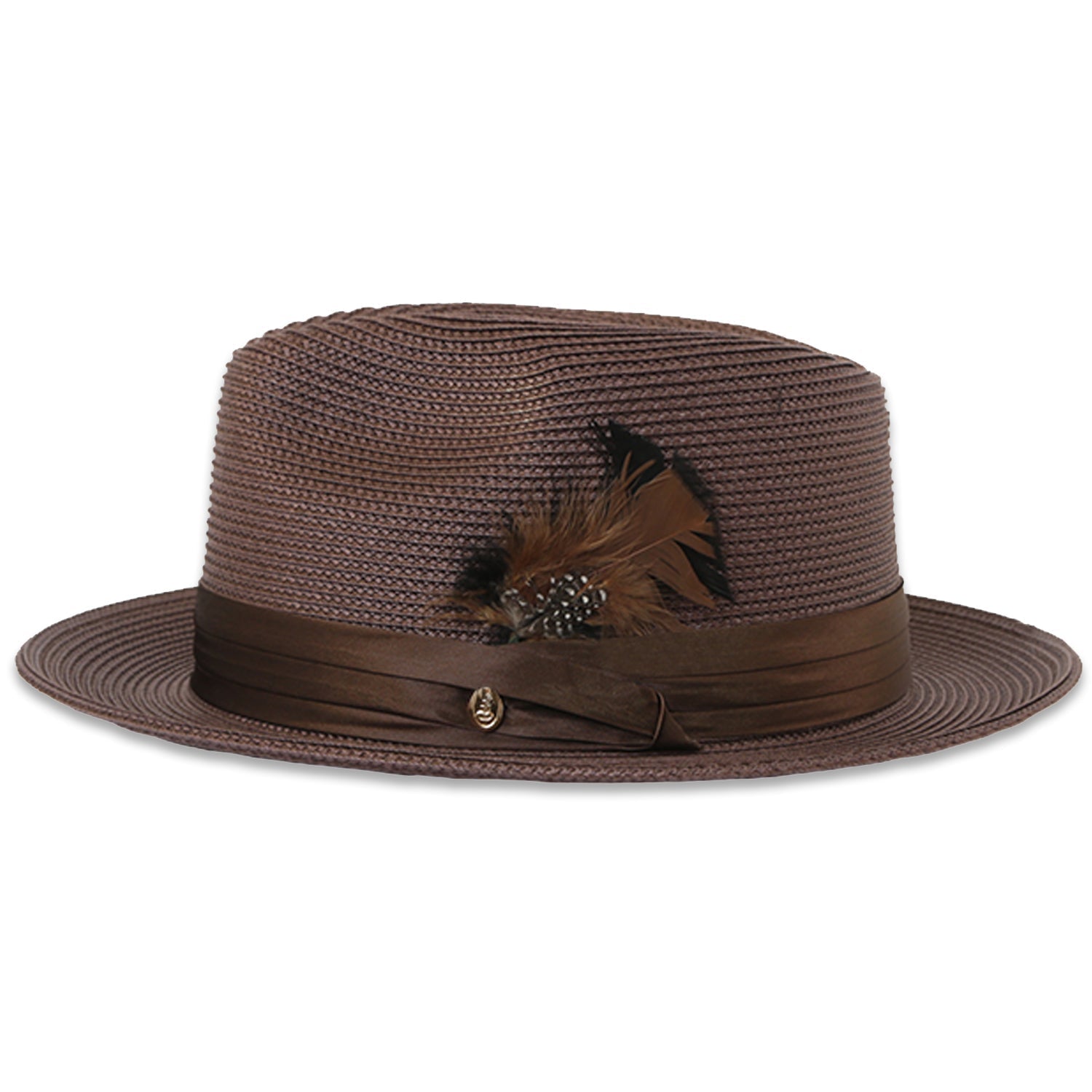 Tapa Crushable Straw Hat Fedora in Brown by Ferrecci USA