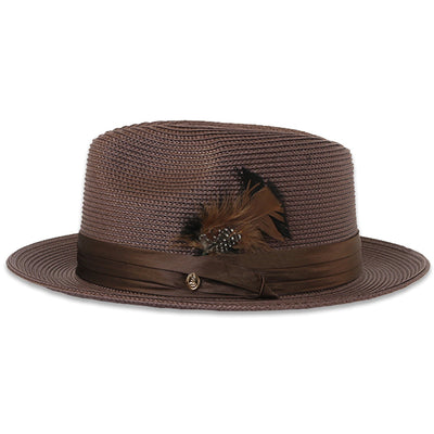 Tapa Crushable Straw Hat Fedora in Brown by Ferrecci USA