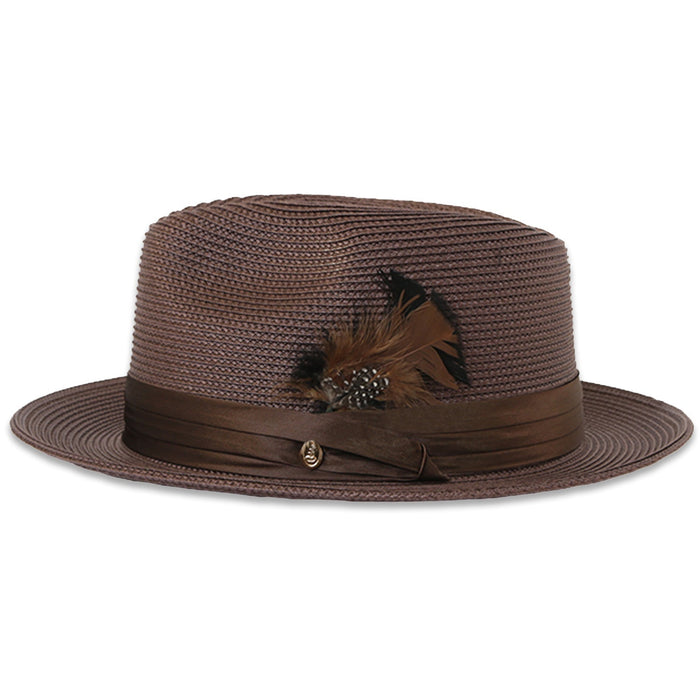 Tapa Crushable Straw Hat Fedora in Brown by Ferrecci USA