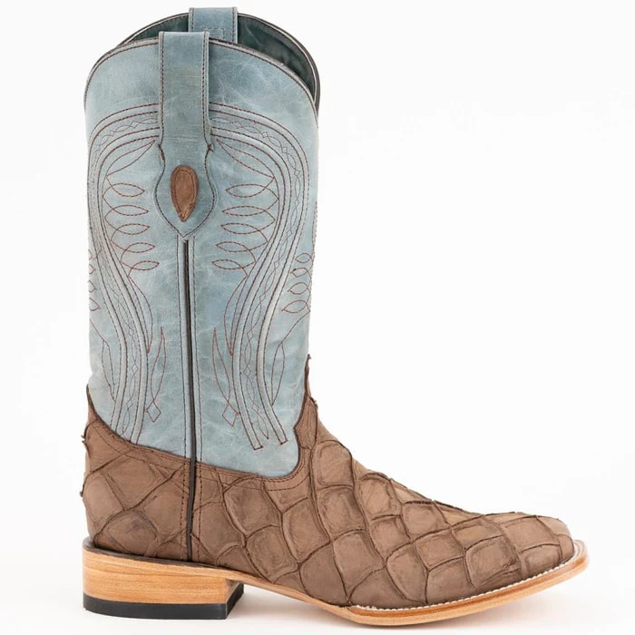 Ferinni Boot - Mens Dress Cowboy Boot - Ferrini Bronco Men's Print Pirarucu Fish Boots Handcrafted Brown in Brown Color - Ferrini USA