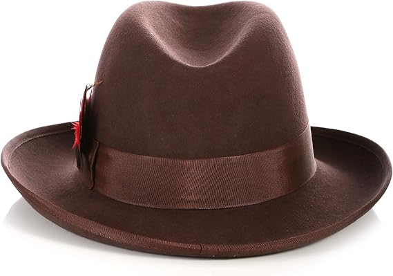 Premium Godfather Hat - Homburg Hat - Men's Homburg Brown by USA Men's Outlet