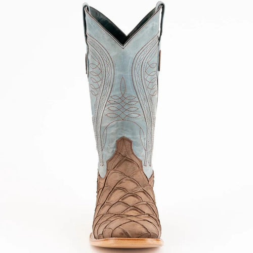 Ferinni Boot - Mens Dress Cowboy Boot - Ferrini Bronco Men's Print Pirarucu Fish Boots Handcrafted Brown in Brown Color - Ferrini USA