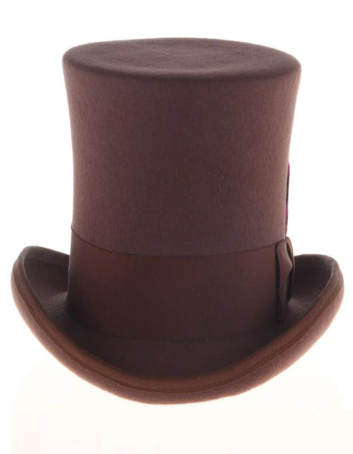 Victorian Steampunk Top Hat - 1800 19th Century - Dressy Loden Felt Top Brown Hat by USA Men's Outlet