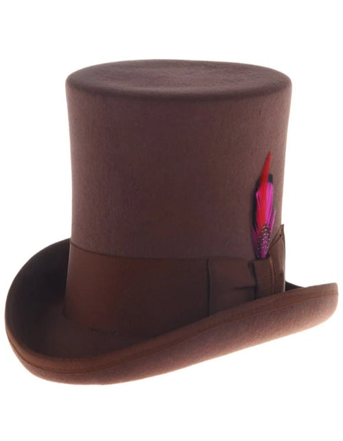 Victorian Steampunk Top Hat - 1800 19th Century - Dressy Loden Felt Top Brown Hat by USA Men's Outlet
