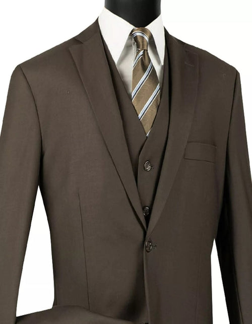 Mens Big and Tall Brown Three Piece Two Button Classic Fit Suit by USA Men's Outlet