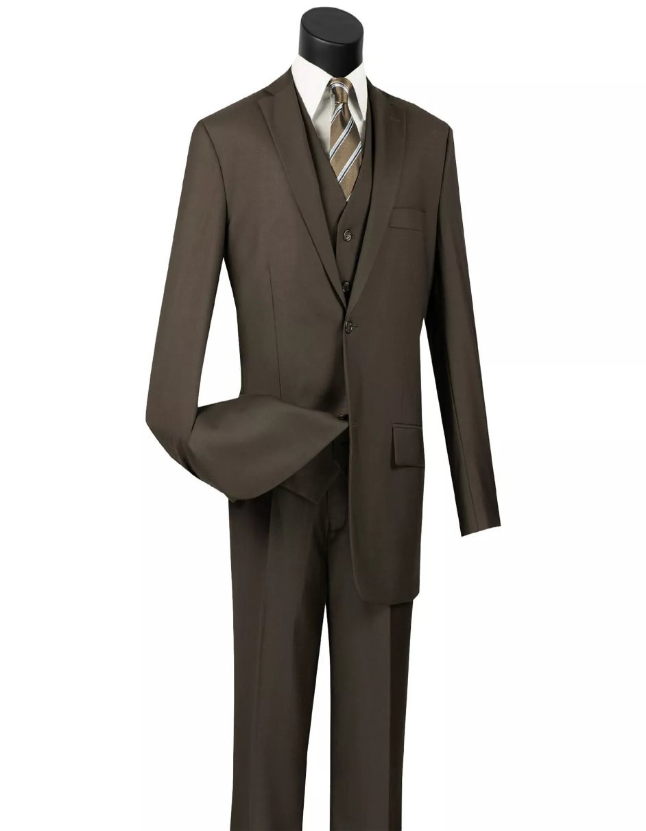 Mens Big and Tall Brown Three Piece Two Button Classic Fit Suit by USA Men's Outlet