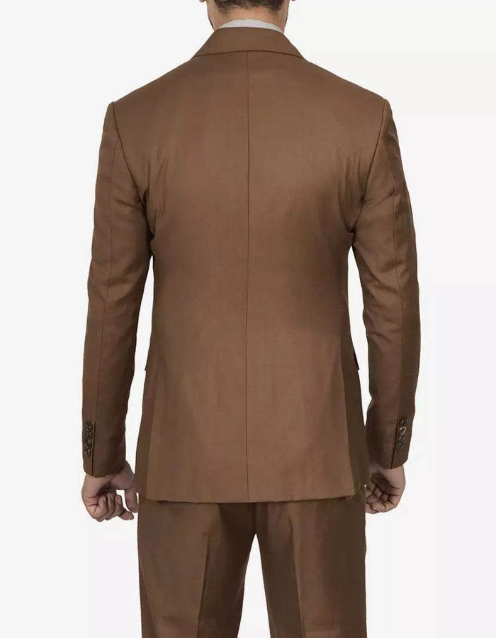 Mens Brown Peak Lapel 2-Piece Double Breasted Suit by USA Men's Outlet