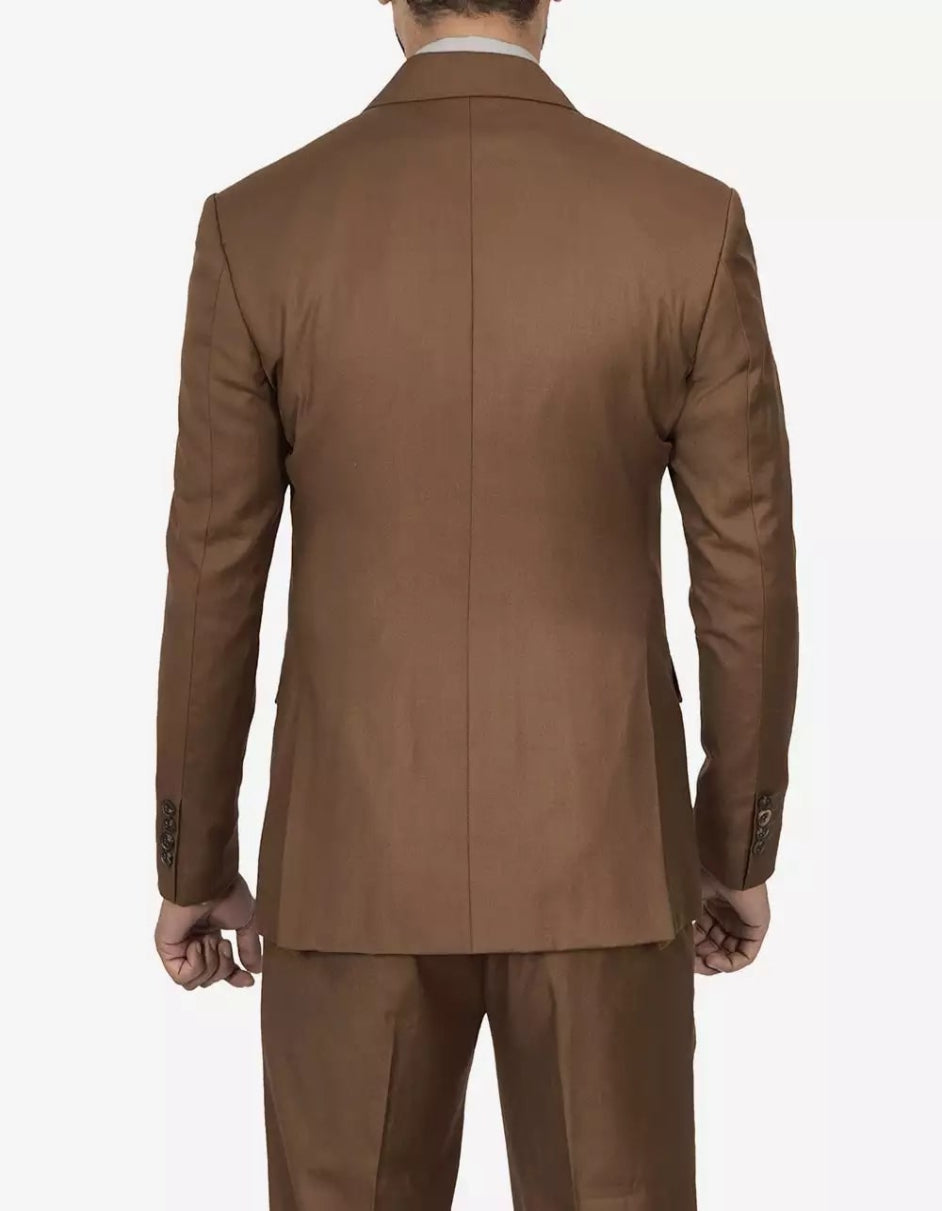 Mens Brown Peak Lapel 2-Piece Double Breasted Suit by USA Men's Outlet