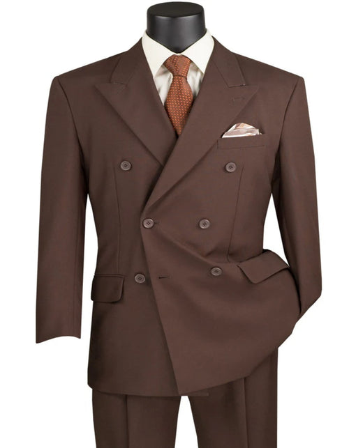 Mens Classic Double Breasted Poplin Brown Suit