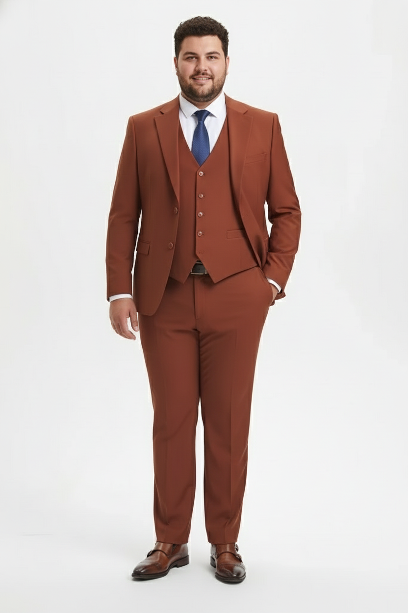 Brown Three-Piece Suit –   Slim Fit  – SuitUSA