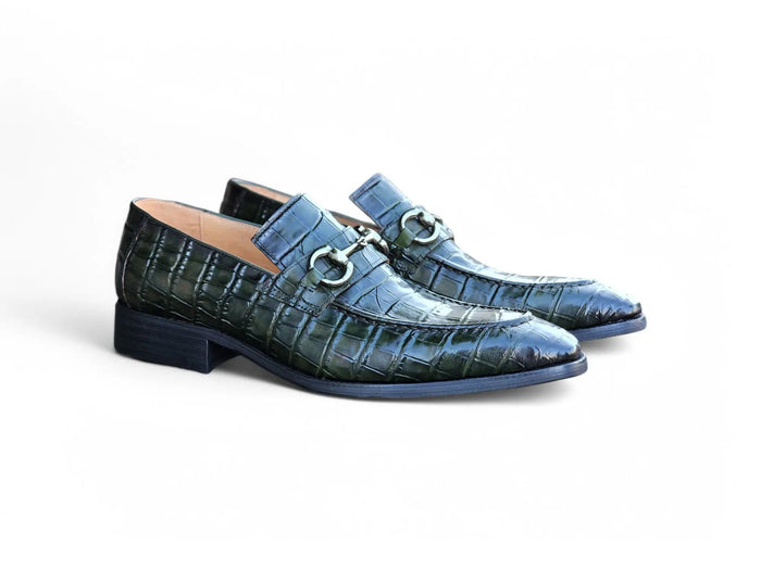Carrucci Buckle Loafer w Gator Embossed Leather