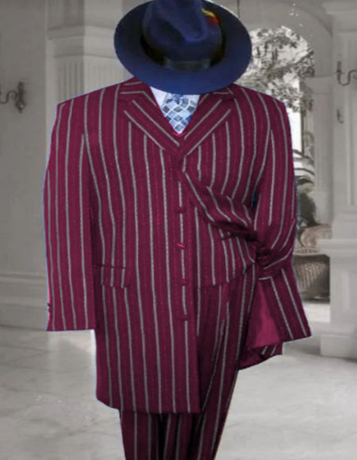 Burgundy Zoot Suit - 1920s Suit - Gangster Long Suit by USA Men's Outlet