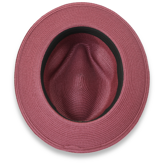 Tapa Crushable Straw Hat Fedora in Burgundy by Ferrecci USA