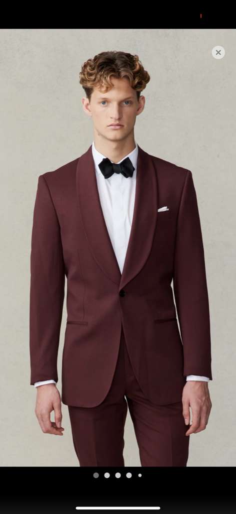 Men's Burgundy and Burgundy Shawl Lapel Tuxedo Suit | Classic Formal Wedding Prom Dinner Jacket Set