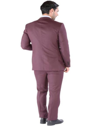 Burgundy Tuxedo - Maroon Burgundy Color - Prom Tuxedo - Wedding Tuxedo Luna Burgundy 3-Piece Slim Fit Peak Lapel Tuxedo by Men's Tuxedo USA