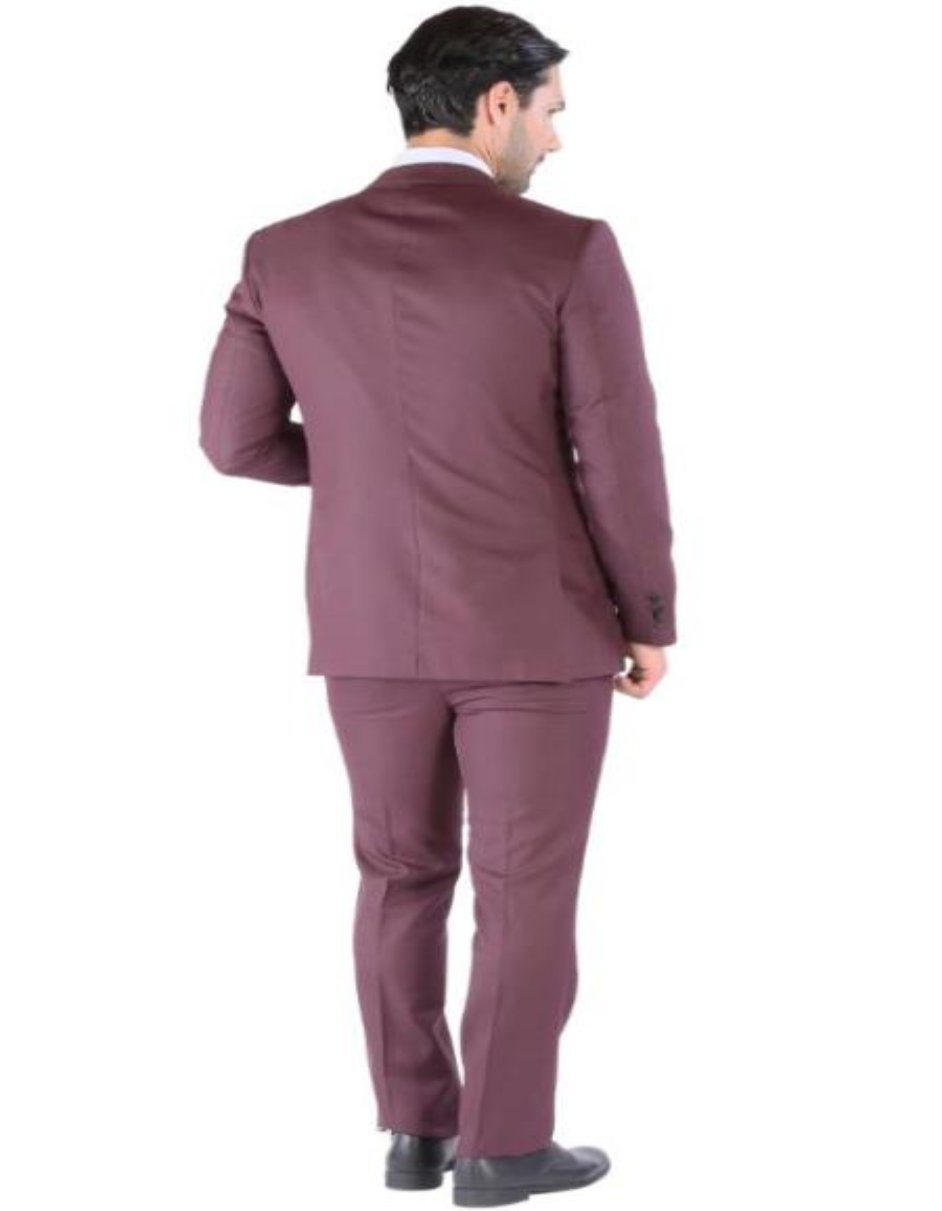 Burgundy Tuxedo - Maroon Burgundy Color - Prom Tuxedo - Wedding Tuxedo Luna Burgundy 3-Piece Slim Fit Peak Lapel Tuxedo by Men's Tuxedo USA