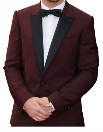 Burgundy Tuxedo - Maroon Burgundy Color - Men's Peak Lapel Burgundy Tuxedo by Men's Tuxedo USA