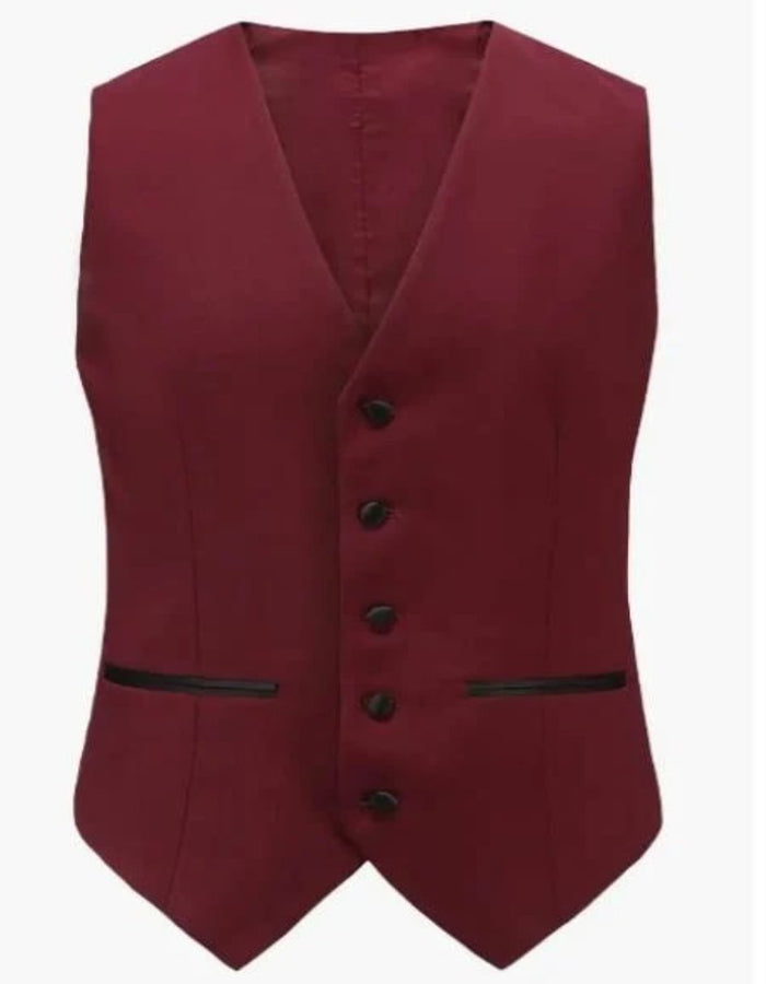 Burgundy Tuxedo - Maroon Burgundy Color - Shawl Collar Tuxedo Vested Suit - Burgundy Wedding Prom Suit by Men's Tuxedo USA