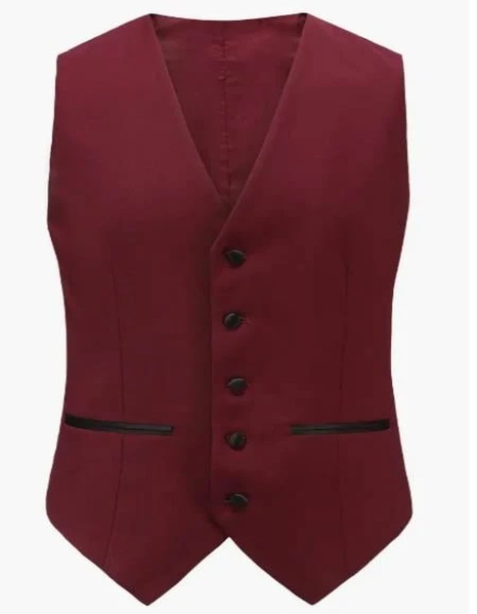 Burgundy Tuxedo - Maroon Burgundy Color - Shawl Collar Tuxedo Vested Suit - Burgundy Wedding Prom Suit by Men's Tuxedo USA