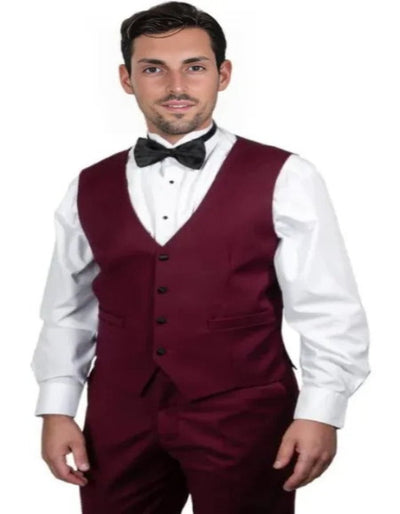 Burgundy Tuxedo - Maroon Burgundy Color - Mens One Button Shawl Lapel Burgundy Tuxedo by Men's Tuxedo USA