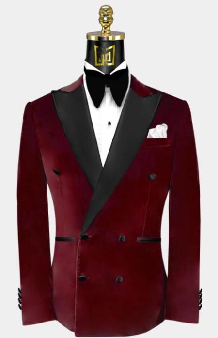 Double Breasted Tuxedo - Velvet Tuxedo Dinner Jacket In Black - Navy - Emerald Green - Burgundy – SuitUSA