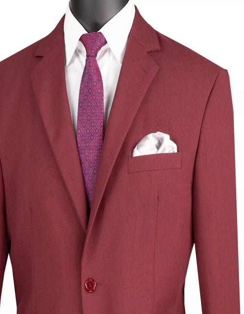Mens Big and Tall Burgundy Two Button Classic Fit Poplin Polyester Suit by USA Men's Outlet