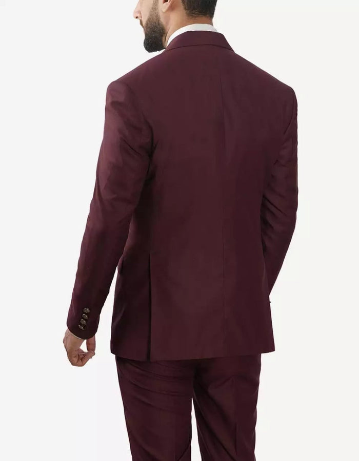 Mens Morgan Peak Lapel 3 Piece Burgundy Suit by USA Men's Outlet