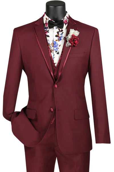 Burgundy Vinci 2-Button Notch Tuxedo