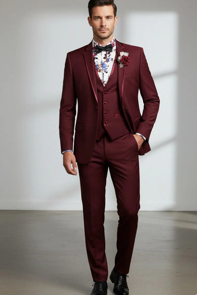 Burgundy Vinci 2-Button Notch Tuxedo