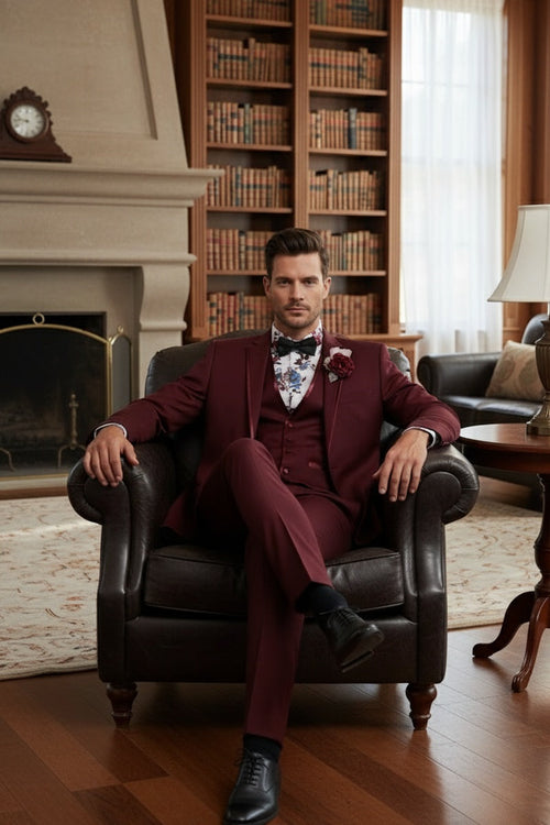 Burgundy Vinci 2-Button Notch Tuxedo