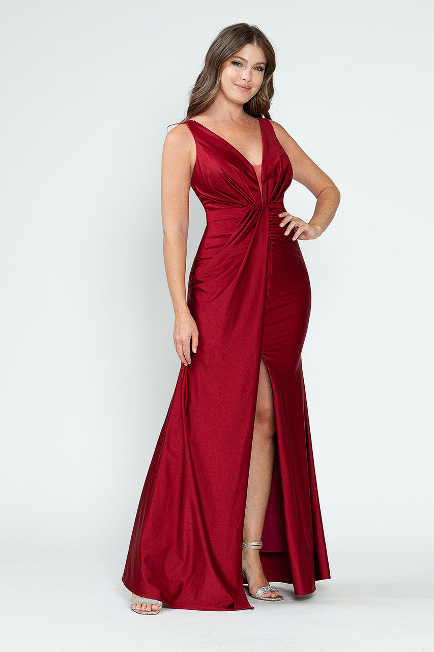 Bridesmaid Dress V-Neck Empire Bodice Ruched Prom Gown By Lenovia 5319-New Collection