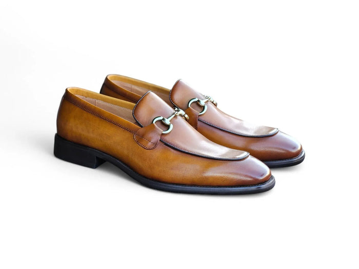 Carrucci Burnished Calfskin Horsebit Loafer