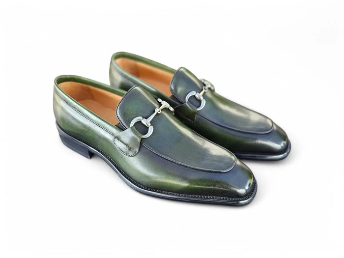Carrucci Burnished Calfskin Horsebit Loafer