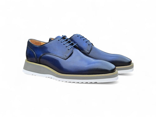 Burnished Lace-up Leather Derby