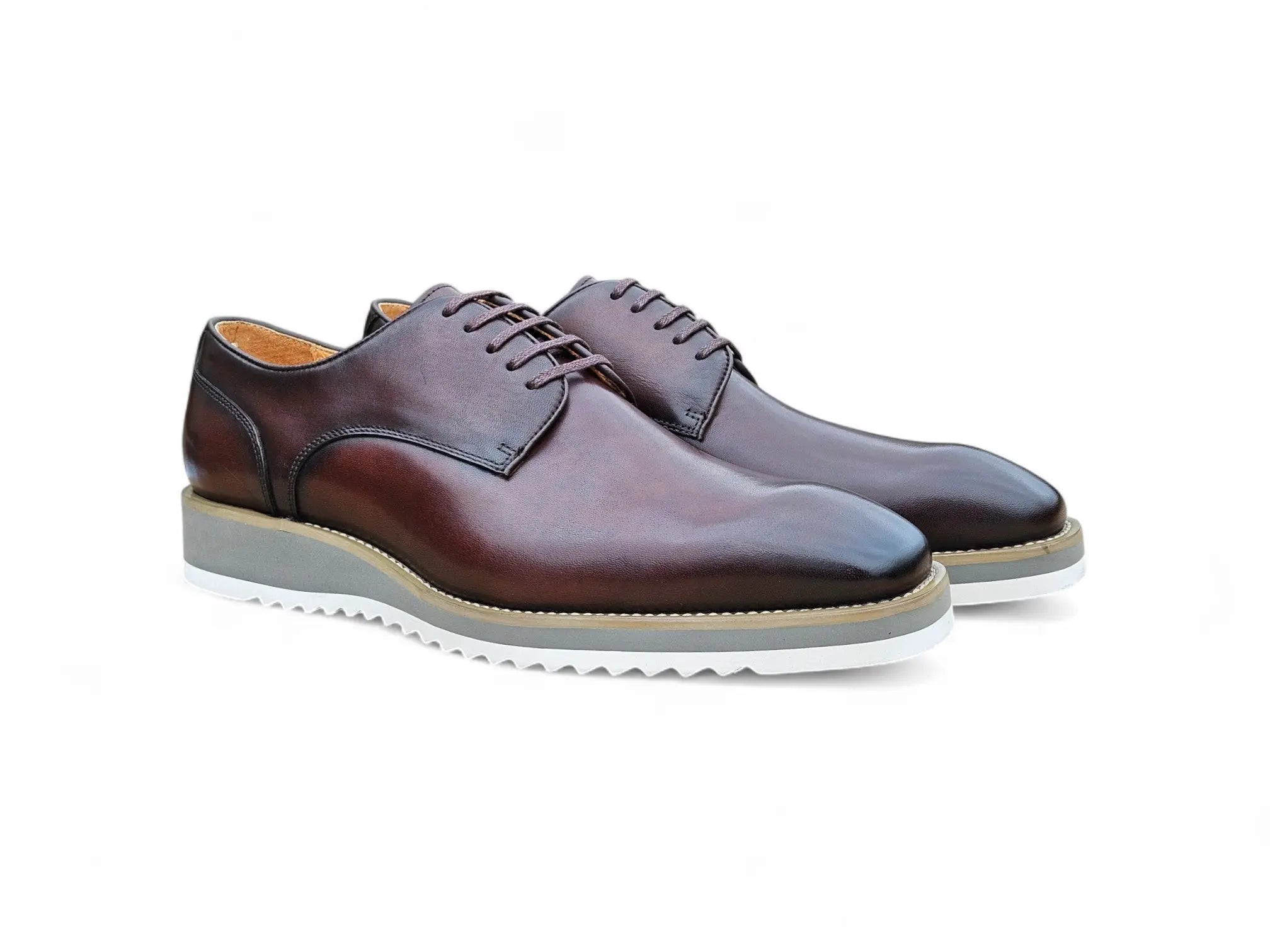 Burnished Lace-up Leather Derby