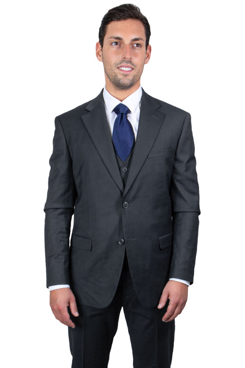 Men's Charcoal Grey Vested 2-Button Stacy Adams Suit