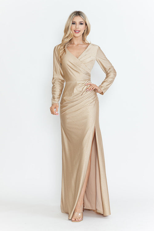 Mother Of The Bride Dress V-Neck Fitted Formal Gown By Lenovia 5323-New Collection