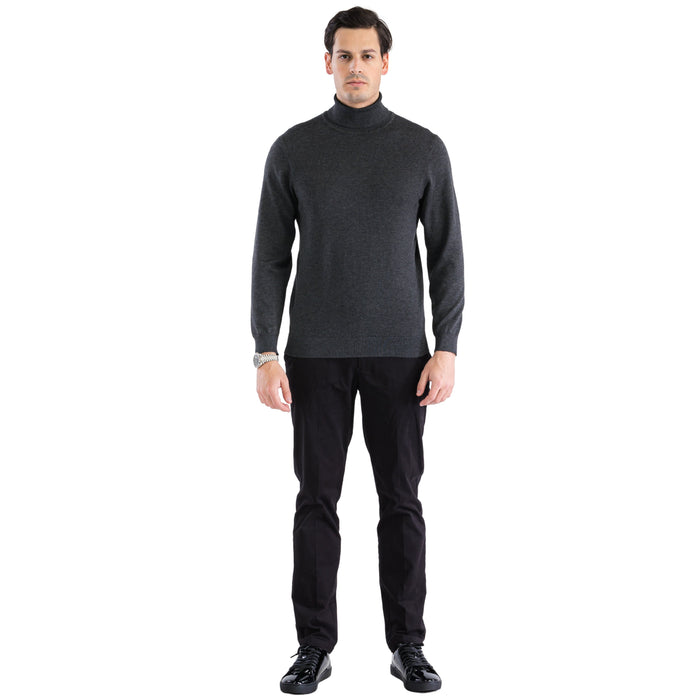 MENS CHARCOAL PULLOVER TURTLENECK SWEATER USA Men's Outlet