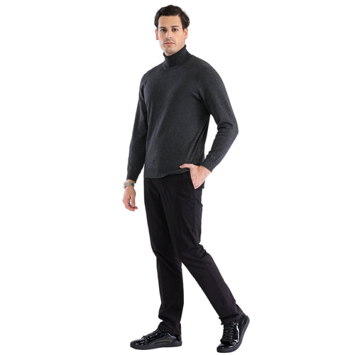 MENS CHARCOAL PULLOVER TURTLENECK SWEATER USA Men's Outlet